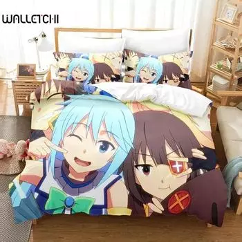 3D-принт аниме KonoSuba комплект постельного белья пододеяльник постельный комплект пододеяльник наволочка одеяло king size комплект постельного белья для мальчиков и взрослых 70x133cm 2pcs