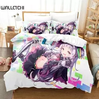 3D-принт аниме Murasaki Shion Комплект постельного белья Пододеяльник Постельный комплект Одеяло Чехол Наволочка Одеяло размера king-size Для мальчиков Взрослых 70x133cm 2pcs