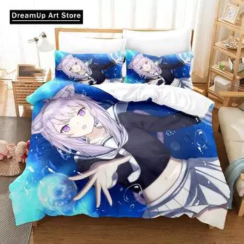 3d Print Anime Nekomata Okayu Bedding Set Boys Girls Twin Queen Size Duvet Cover Pillowcase Bed Kids Adult Fashion Home Textiles EU Single 90x200cm