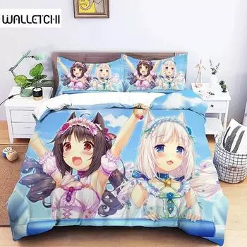 3D-принт аниме Nekopara сексуальная девушка комплект постельного белья мальчики девочки близнецы размер Queen пододеяльник наволочка кровать дети взрослые домашний текстиль 70x133cm 2pcs