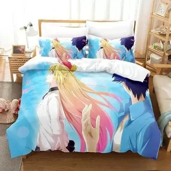 3D Print Anime Nisekoi False Love Bedding Set Boys Girls Twin Queen King Size Duvet Cover Pillowcase Bed boys Adult Home Textile 70x133cm 2pcs