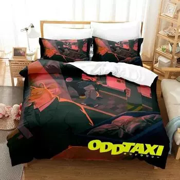3D Print Anime Odd Taxi Bedding Set Duvet Cover Bed Set Quilt Cover Pillowcase Comforter king Queen Size Boys Adult Home Textile EU Twin 135x200cm
