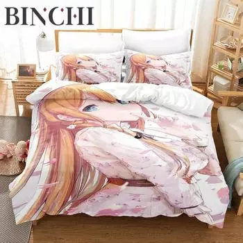 3D Print Anime Princess Connect! Re: Dive Bedding Set Single Twin Full Queen King Size Bed Set Adult Boy Bedroom Duvetcover Sets EU single(135x200cm)