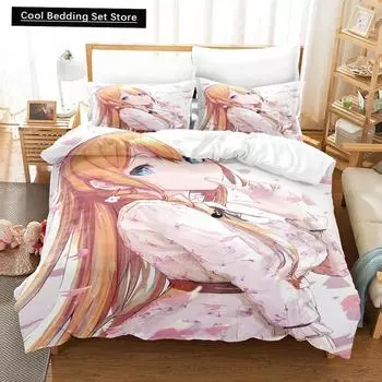 3D Print Anime Princess Connect! Re: Dive Bedding Set Single Twin Full Queen King Size Bed Set Adult Kid Bedroom Duvetcover Sets EU single(135x200cm)