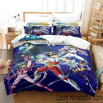 3D Print Anime Saint Seiya Bedding Set Boys Girls Twin Queen King Size Duvet Cover Pillowcase Bed boys Adult Home Textileextile 70x133cm 2pcs