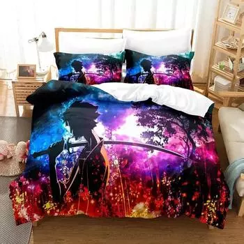 3D Print Anime Samurai Bedding Set Duvet Cover Bed Set Quilt Cover Pillowcase Comforter king Queen Size Boys Adult Bedding Set 70x133cm 2pcs