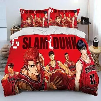 3D Print Anime Slam Dunk Bedding Set Duvet Cover Bed Set Quilt Cover Pillowcase Comforter king Queen Size Boys Adult Bedding Set EU Single 135x200cm