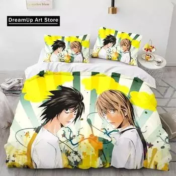 3D-принт аниме Тетрадь смерти комплект постельного белья односпальный двуспальный двуспальный двуспальный комплект для взрослых и детей спальня пододеяльник наборы домашний текстиль EU Single 90x200cm