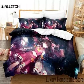 3D Print Anime Touhou Project Bedding Set Duvet Cover Bed Set Quilt Cover Pillowcase Comforter king Queen Size Boys Adult 70x133cm 2pcs