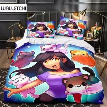 3D Print Aphmau Bedding Set,Duvet Cover Comforter Bed Set Quilt Cover Pillowcase,King Queen Twin Size Boys Girls Adults 135x200cm 2pcs