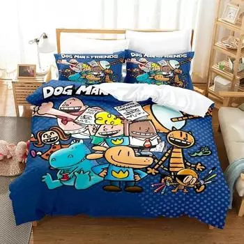 3D Print Cartoon Dog Man Bedding Set Boys Girls Twin Queen Size Duvet Cover Pillowcase Bed Boys Adult Fashion Home Textileextile EU Single 135x200cm