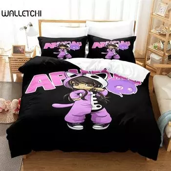 3D Print Cartoon Kawaii Aphmaus Bedding Set Boys Girls Twin Queen Size Duvet Cover Pillowcase Bed Kids Adult 2/3pcs 135X200cm