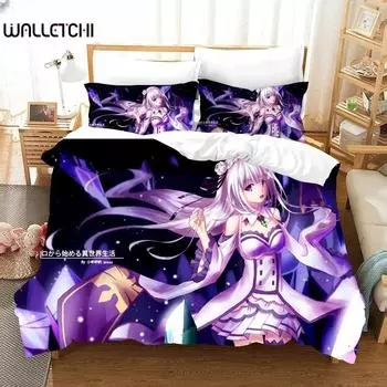 3D Print Cartoons Rem Ram Bedding Set Life in a different world from zero Anime Duvet Cover Sets Comforter Bed Kids Bedclothes 70x133cm 2pcs
