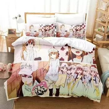 3D-принт Cells At Work Комплект постельного белья, пододеяльник, одеяло, комплект постельного белья, наволочка, размер King Queen Twin для мальчиков и девочек для взрослых 135X200cm-2pcs