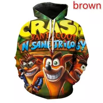 3D-принт Crash Bandicoot Hoodie Games Мужчины Женщины Мода Повседневный пуловер Hoodies S