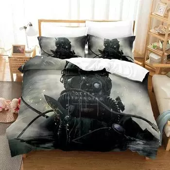 3D Print Death Stranded Bedding Set Boys Girls Twin Queen Size Duvet Cover Pillowcase Bed Boys Adult Fashion Home Textileextile EU single(135x200cm)