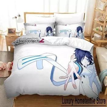 3D Print Devil Survivor 2 Bedding Set Cartoon Anime three-piece set Adult Kid Bedroom Duvet cover Sets All season Home Textiles US King 264x228cm