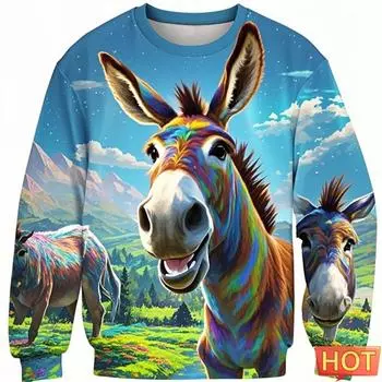 3D-принт с изображением осла, мультфильма, аниме, животных, осла, толстовки, уличная одежда в стиле Харадзюку, толстовка с капюшоном, спортивная одежда для женщин и детей, мужская одежда S