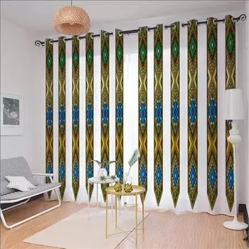 3D Print Eritrean Ethiopian Culture SabaTelet Design 2PCS Israeli Best-selling Shading Thin Curtain For Home Living Room Bedroom W50H60(CM)x2&Hook