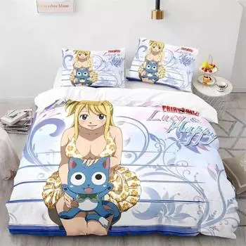 3D-принт Fairy Tail Natsu Anime Комплект постельного белья Double Twin King Пододеяльник Одеяло Наволочка Для Мальчиков Девочек Взрослых Спальня 135x200cm 2pcs