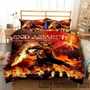 3D Print Fashion Amon Amarth Bedding Set Double Twin King Duvet Cover Comforter Pillowcase Boys Girls Adults Bedroom EU Single 135x200cm