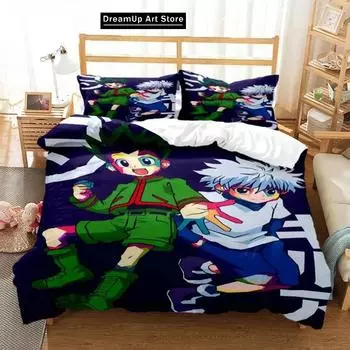 3D Принт Мода Аниме HUNTER HUNTER Постельное Белье Мальчики Девочки Полуторный Королева Полный Размер Пододеяльник Наволочка Кровать Взрослая Спальня EU Single 90x200cm