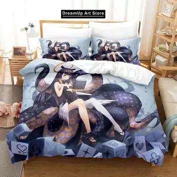 3D Print Fashion Anime Ninomae Ina nis-in Bedding Set Boys Girls Twin Queen Full Size Duvet Cover Pillowcase Bed Adult Bedroom EU Single 90x200cm