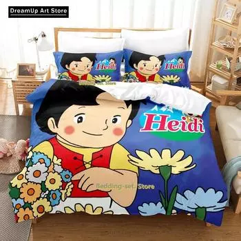 3D Print Fashion Elfin Heidi Bedding Set Boys Girls Twin Queen Full Size Duvet Cover Pillowcase Bed Adult Bedroom EU Single 90x200cm