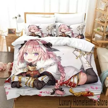 3D-принт FateApocrypha Astolfo Anime Комплект постельного белья для мальчиков и девочек Twin Queen King Size Пододеяльник Наволочка Кровать для мальчиков Взрослый 70x133cm 2pcs