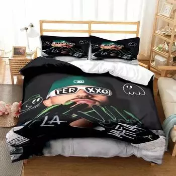 3D Print Ferxxo Feid Rapper Bedding Set Double Twin King Duvet Cover Comforter Pillowcase Boys Girls Adults Bedroom EU single(135x200cm)