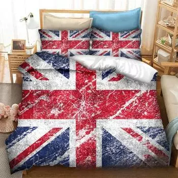 3D-принт Флаг Великобритании Комплект постельного белья с изображением двуспальной кровати Твин King Пододеяльник Одеяло Наволочка Для мальчиков Девочек Взрослых Спальня 135x200cm 2pcs
