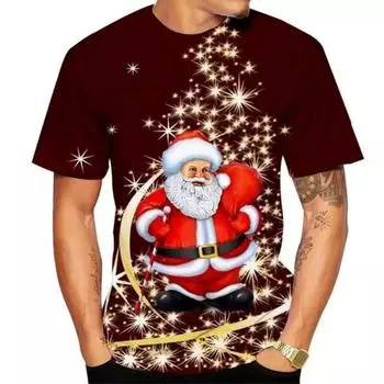 3D Принт Футболка для Мужчин Рождество Харадзюку Уличная Мода Круглый Вырез Короткий Рукав Топы Подарок на Новый Год Футболки Оверсайз S