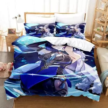 3D Print Game Anime Genshin Impact Yelan Duvet Cover Cartoon Bedding Sets Bed Set Quilt Comforter Duvet Cover Sets Home Textiles EU Twin 135x200cm