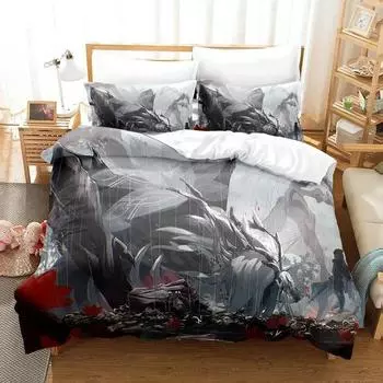 3D Print Game ENDER LILIES Quietus of the Knights Bedding Set Cartoon Anime three-piece set Adult Kid Bedroom Duvet cover Sets EU Single 135x200cm