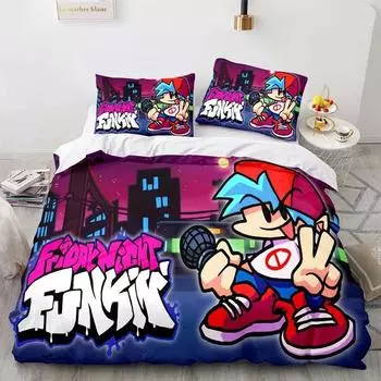 3D Print Game Friday Night Funkin Bedding Set Double Twin King Duvet Cover Comforter Pillowcase Boys Girls Adults Bedroom EU Single 135x200cm