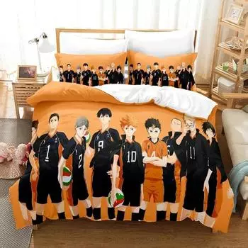 3D-принт Haikyu Anime Комплект постельного белья для мальчиков и девочек Twin Queen King Size Пододеяльник Наволочка Кровать для мальчиков Взрослый Домашний текстиль EU single(135x200cm)
