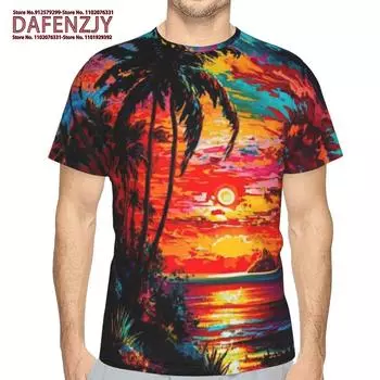 3D-принт Гавайи Графический Мужская футболка Повседневный О-образный вырез Короткие рукава Топы Классный уличный свитшот Модная мужская одежда Футболки S синий