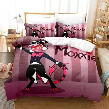 3D-принт Hazbin Moxxie Hotel Постельное белье Пододеяльник Постельный комплект Одеяло Наволочка Одеяло King Queen Size Мальчики Взрослые EU Single 135x200cm