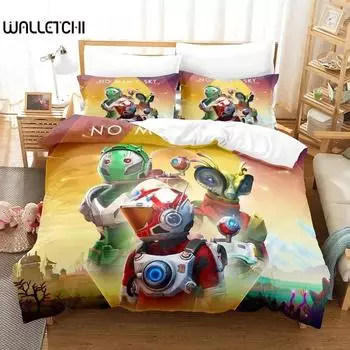 3D-принт «Игра No Mans Sky» Комплект постельного белья Пододеяльник Постельный комплект Одеяло Наволочка Одеяло King Queen Size Комплект постельного белья для взрослых мальчиков 70x133cm 2pcs
