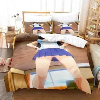 3d Print Kawaii Anime My Life as Inukai-san’s Dog Bedding Set Cartoon Anime three-piece set Adult Kid Bedroom Duvet cover Sets EU Twin 135x200cm