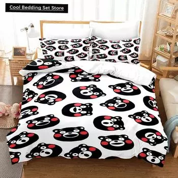3D-принт Kawaii Cartoon Comics Kumamon Комплект постельного белья Double Twin King Пододеяльник Одеяло Наволочка Для мальчиков Девочек Взрослых Спальня EU single(135x200cm)