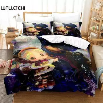 3D Print Made in Abyss Bedding Set,Duvet Cover Comforter Bed Set Quilt Cover Pillowcase,King Queen Twin Size Boys Girls Adultse 135x200cm 2pcs