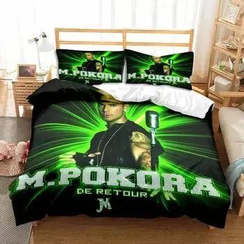 3D Print Matt M. Pokora Bedding Set Double Twin King Duvet Cover Comforter Pillowcase Boys Girls Adults Bedroom EU single(135x200cm)