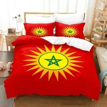 3D Print Morocco Flag Bedding Set Boys Girls Twin Queen Size Duvet Cover Pillowcase Bed Kids Adult Fashion Home Textileextile EU Single 135x200cm