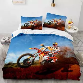 3D Print Motorcycle Bedding Set Boys Girls Twin Queen King Size Duvet Cover Pillowcase Bed boys Adult Home Textileextile EU Single 135x200cm
