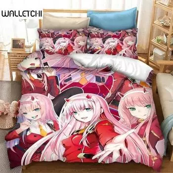 3D-принт мультфильм DARLING in the FRANXX Zero Two 02 Комплект постельного белья для мальчиков и девочек Twin Queen Size Пододеяльник Наволочка Кровать для детей и взрослых 70x133cm 2pcs