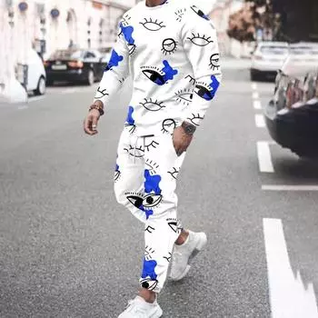 3D-принт мужские комплекты из 2 предметов 2023 повседневная спортивная одежда брюки костюмы мужские осенние футболки с длинным рукавом спортивные костюмы брюки наряды для отдыха S