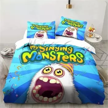 3D Print My Game Singing Monsters Bedding Sets Comforter Quilt Bed Cover Duvet Cover Pillow Case Sets Kids Adult Size 70x133cm 2pcs