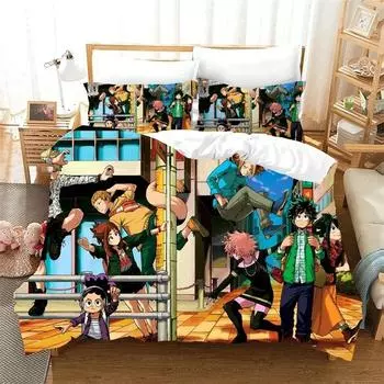 3D Print My Hero Academia Duvet Cover Comforter Bed Set Quilt Cover Pillowcase,King Queen Twin Size Boys Girls Adults 70x133cm 2pcs