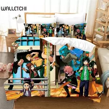 3D Print My Hero Academia Duvet Cover Comforter Bed Set Quilt Cover Pillowcase,King Queen Twin Size Boys Girls Adults 135X200cm